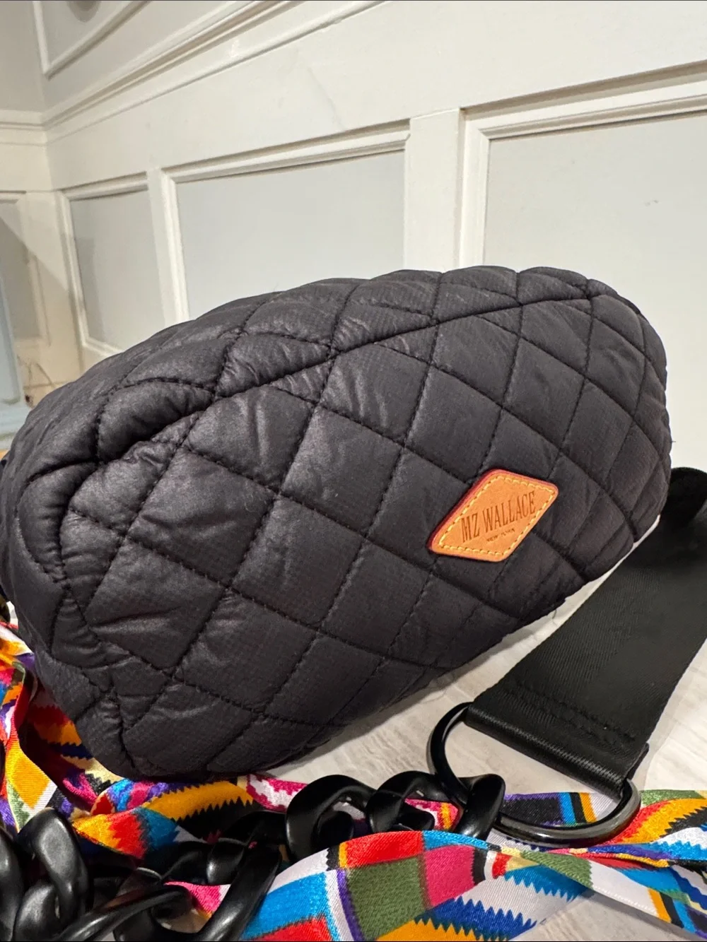 MZ Wallace Bag Mini Crosby Black Chain Quilted Crossbody EUC
